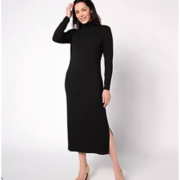 Black Midi Dress with Built in Control New Petite XL - Picture 1 of 2